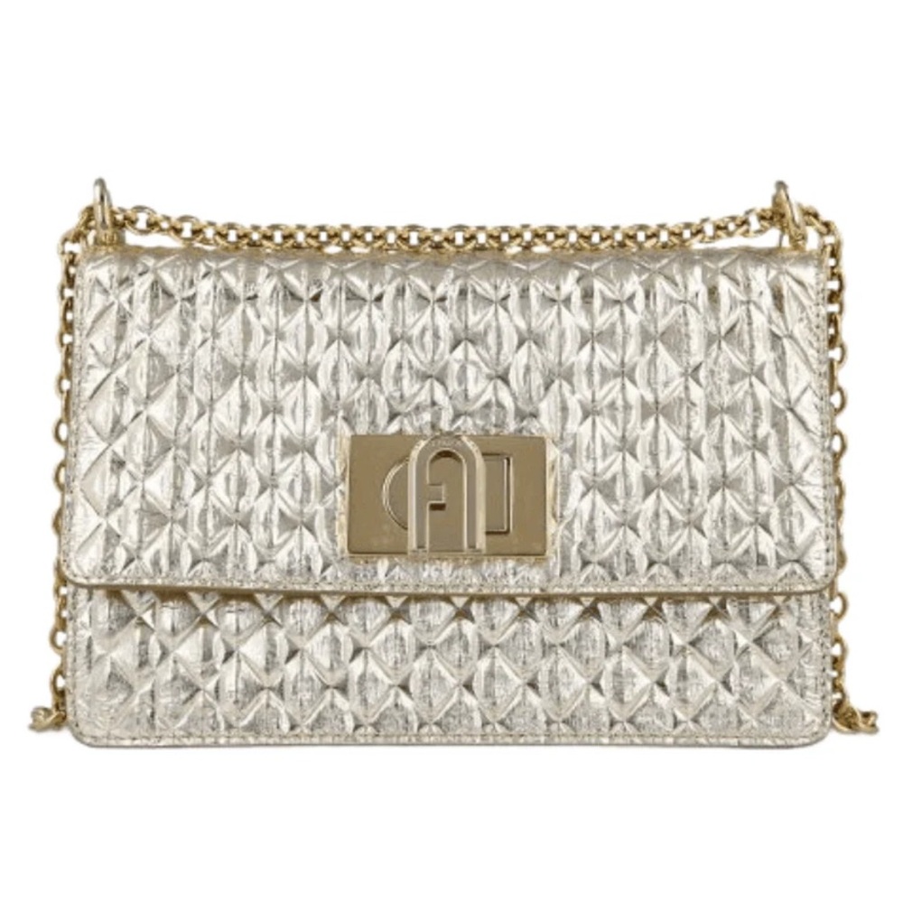 Furla Platinum/Gold Quilted Crossbody Bag